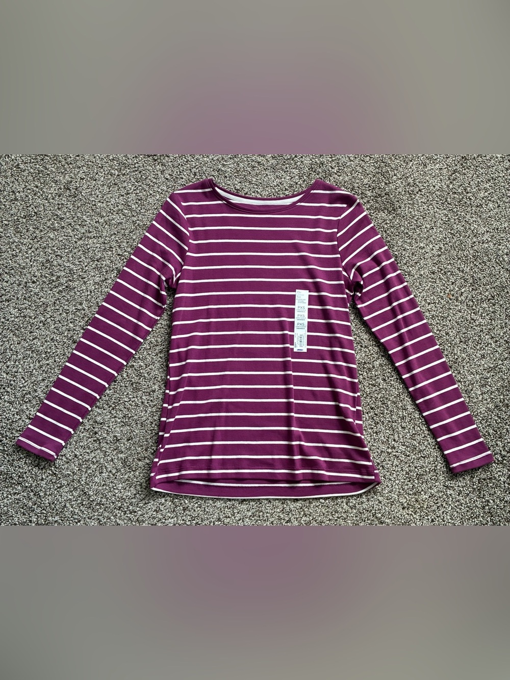๐ NWT croft & barrow Plum and White Striped Long-Sleeve Tee